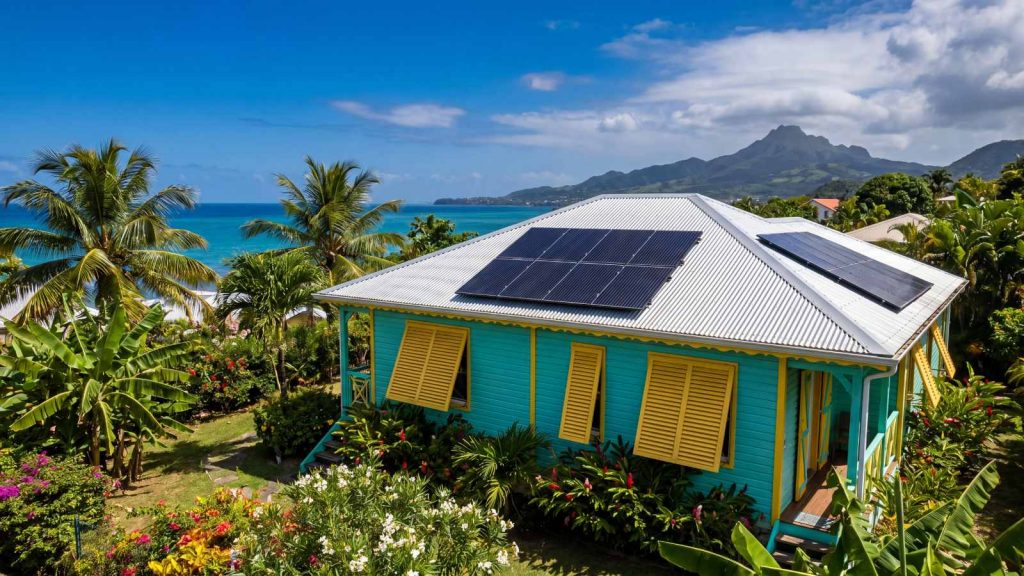 Prix panneaux solaires Martinique : maison créole avec installation solaire