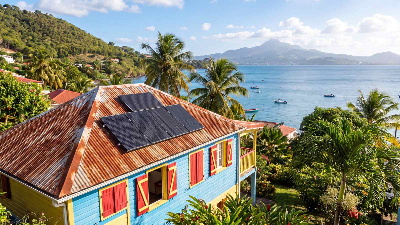 Installateur photovoltaïque à Fort-de-France — panneaux solaires sur toiture tôle ondulée